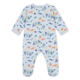 Petit Bateau Front Snap Sea World Print Footie ~ Blue Multi