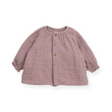 Play Up Baby Woven Cardigan, Ruffle Collar Top & Woven Pants Set ~ Dusty Mauve/White