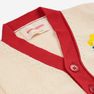Bobo Choses Baby Choo Choo Color Block Knit Cardigan ~ Off-White