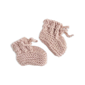 The Blueberry Hill Classic Knit Baby Booties ~ Blush