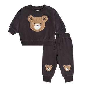 Huxbaby Furry Huxbear Sweatshirt & Sweatpants Set ~ Soft Black