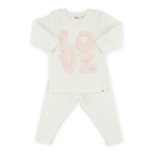 Oh Baby! LOVE Bows 2pc Set ~ Cream