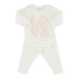 Oh Baby! LOVE Bows 2pc Set ~ Cream