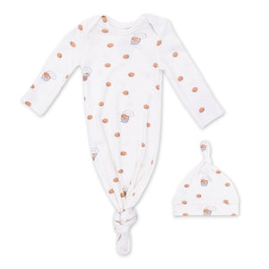 Angel Dear Knotted Ribbed Gown & Hat Set ~ Mini Basketballs