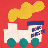 Bobo Choses Baby Choo Choo Sweatshirt & Quilted Joggers Set ~ Red/Light Heather Grey