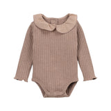 Play Up Baby Ruffle Collar Ribbed l/s Onesie & Printed Jumpsuit Set ~ Tan/Black