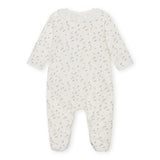Petit Bateau Velour Front Snap Floral Print Footie w/ Ruffle Collar ~ White Multi