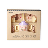 RicebyRice Melamine Kids Dinner Set ~ Party Animal/Soft Pink