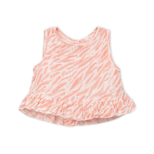 Play Up Baby Zebra Print Sleeveless Woven Top & Ruffle Shorts Set ~ Peach