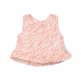 Play Up Baby Zebra Print Sleeveless Woven Top & Ruffle Shorts Set ~ Peach