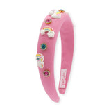 Bari Lynn Padded Denim Jewel & Charm Headband ~ Pink