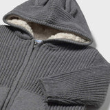 Mayoral Baby Boy Sherpa Lined Knit Zip Hoodie ~ Graphite