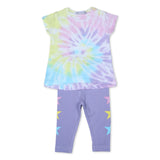 Little Mish Baby A-line Tie Dye Top & Stars Leggings Set ~ Spiral/Lilac