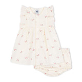Petit Bateau Sleeveless Gauze Floral Print Dress w/ Bloomer~ Ecru Multi