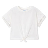 Mayoral Girls Tie Front s/s Top ~ Natural
