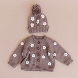 The Blueberry Hill Knit Flowers Cardigan ~ Tan