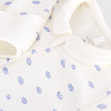 Petit Bateau Front Zip Cloud Print Footie w/ Collar ~ White/Blue
