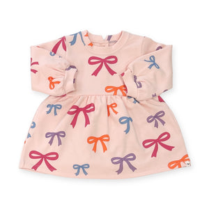 Oh Baby! Multi Bright Bows French Terry Josephine Dress ~ Barely Pink