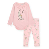 Bobo Choses Baby Beneath The Moon Ruffle Onesie & Printed Leggings Set ~ Light Pink