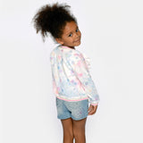 Baby Sara Butterfly Embroidered Bomber Jacket ~ White/Multi