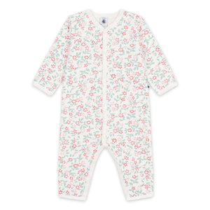 Petit Bateau Front Snap Floral Print Romper ~ White Multi
