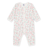 Petit Bateau Front Snap Floral Print Romper ~ White Multi