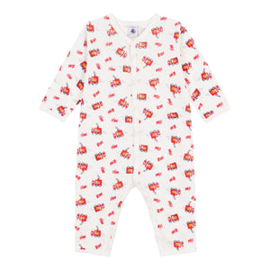 Petit Bateau Firetruck Print Romper ~ White Multi