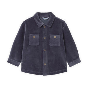 Mayoral Baby Boy Ribbed Velour Button Down Shirt ~ Blue