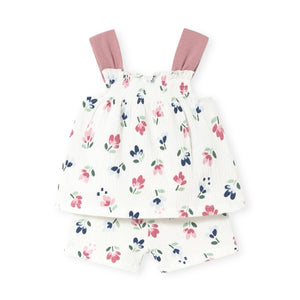 Mayoral Baby Girl Bambula Floral Shorts Set ~ Rose