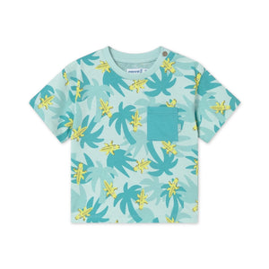 Mayoral Baby Boy Croco Palm Print T-shirt & Soft Cargo Shorts Set ~ Aquamarine/Lemon