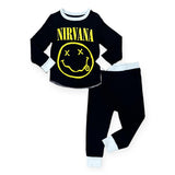 Rowdy Sprout Nirvana Smiley l/s PJ Set ~ Black/White