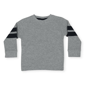 Mish Thermal l/s Top w/ Stripes ~ Heather Grey/Navy