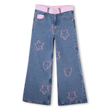 Billieblush Wide Leg Jaquard Denim Pants