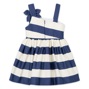Mayoral Girls Asymmetric Striped Flower Dress ~ Porcelain