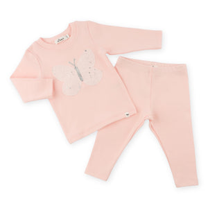 Oh Baby! Silver Fleck Tulle Butterfly 2pc Set ~ Pale Pink