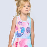 Baby Sara Mermaid Print Fit & Flare Dress ~ Pink Multi