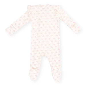 Angel Dear 2 Way Zipper Ruffle Sleeve Ribbed Footie ~ Vintage Mini Bows