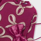 Mayoral Girls Jacquard Knit Dress w/ Bow Bag ~ Raspberry