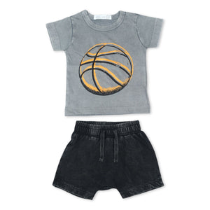Little Mish Baby Basketball Tee & Shorts Set ~ Enzyme Coal/Black