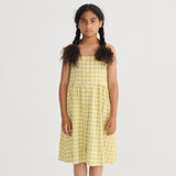 Bobo Choses Girls Spicy Window Pane Woven Dress ~ Yellow