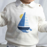 Mayoral Baby Boy Knit Sailboat Sweater ~ Cream