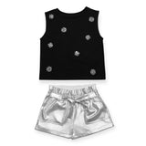 MIA New York Jewel Sleeveless Top & Cargo Shorts Set 7-12 ~ Black/Silver