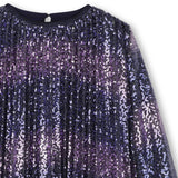 Billieblush Pleated Sequin l/s Dress ~ Navy