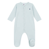 Petit Bateau Front Snap Stripe Footie ~ Green/White