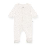 Petit Bateau Front Snap Star Print Footie ~ White/Grey