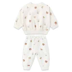 Quincy Mae Relaxed Fleece Sweatshirt & Sweatpants Set ~ Critters/Ivory