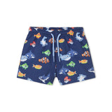 Mayoral Baby Boy Fish Tank Top & Swim Trunks w/ Bucket Hat Set ~ Natural/Night