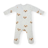 Oh Baby! Puppy Face Print Zip Footie ~ Heather Gray