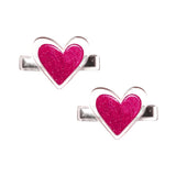 Lilies & Roses Agatha Heart Clips ~ Pink Glitter