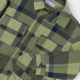 Mayoral Boys Button Down Check Overshirt ~ Olive
